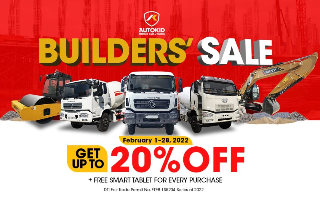 Get up to 20%OFF or P1.2M cash discount on selected units of light-duty trucks, heavy-duty trucks, and heavy equipment plus freebies!