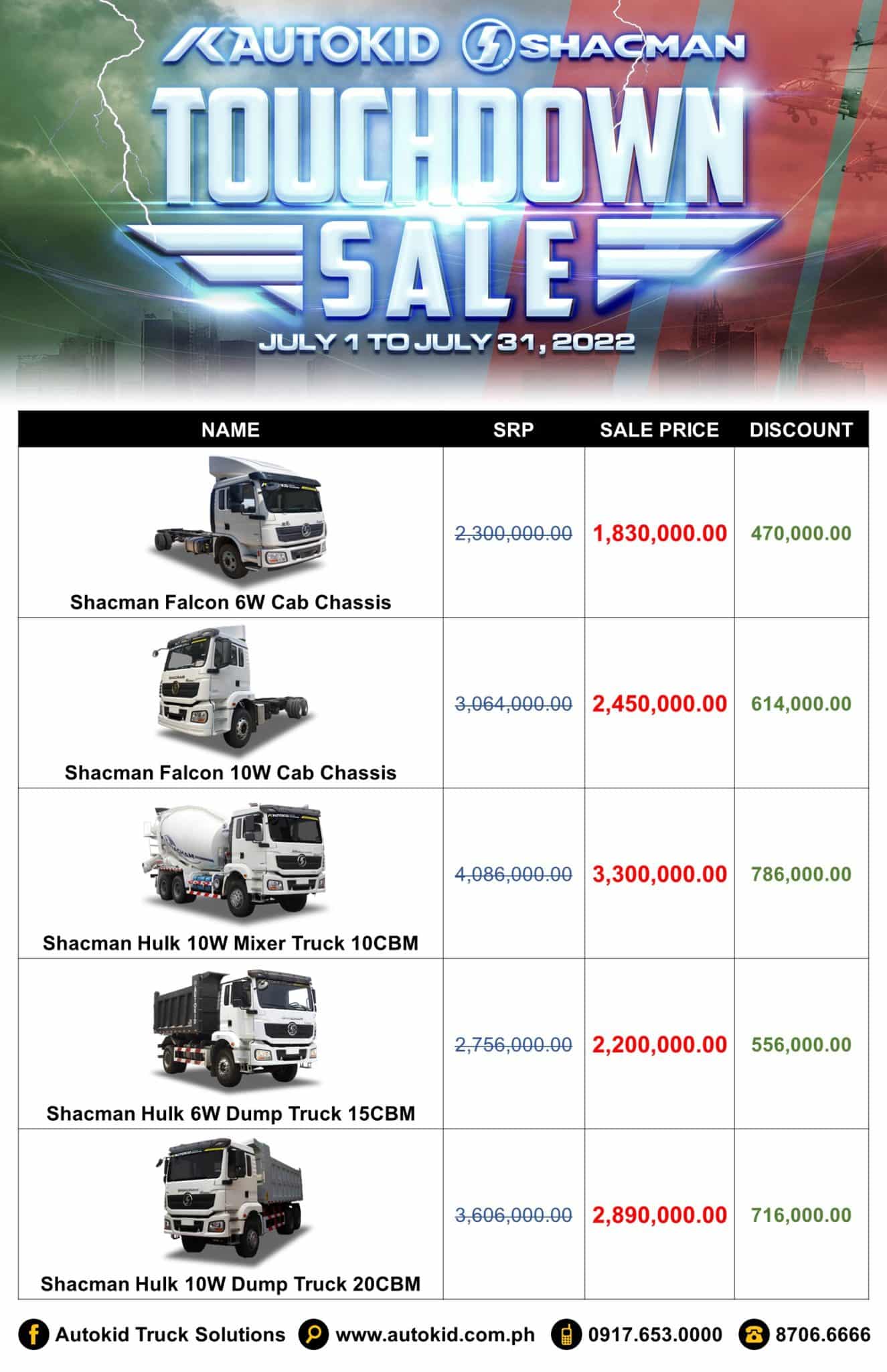 Shacman is now available at Autokid showrooms! Enjoy up to ₱750k cash discount plus freebies in this month’s Shacman Touchdown Sale.
