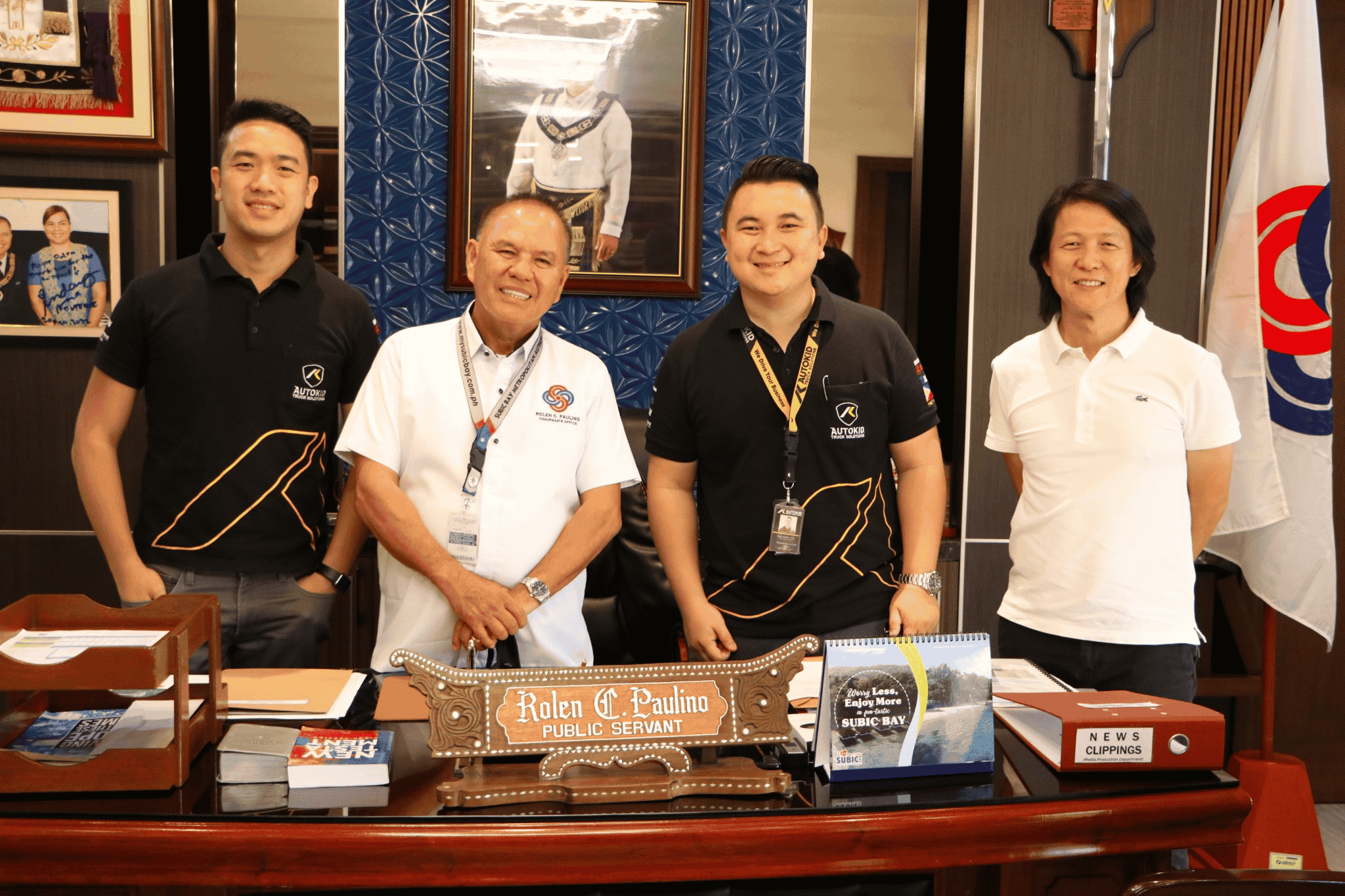 Autokid leaders CEO Kevin Yao and EVP Eric Lim meet SBMA Chairman Rolen Paulino in a courtesy visit to the latter's office yesterday.