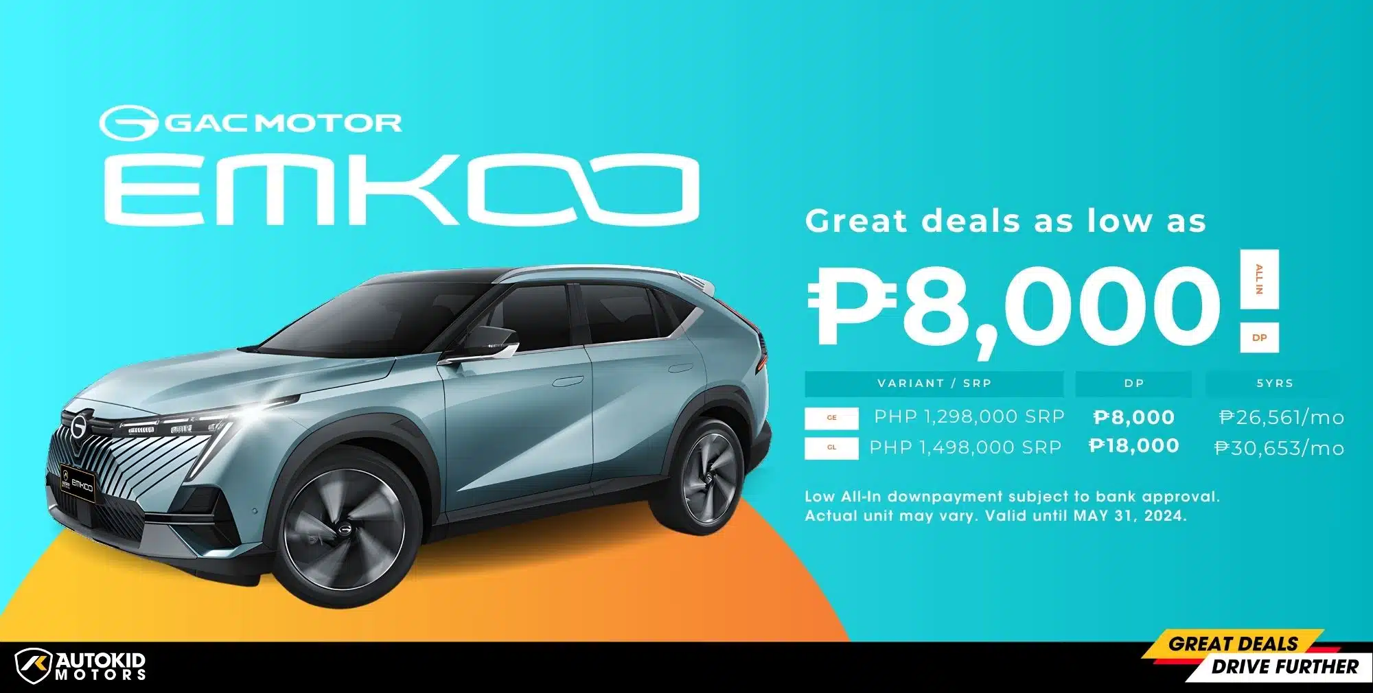 GAC EMKOO lowest down payment on car Philippines