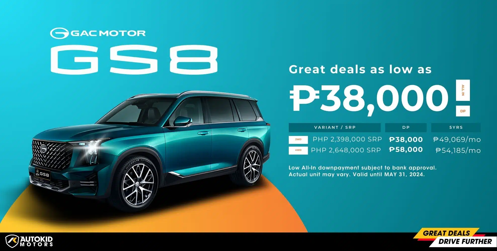GAC GS8 lowest down payment on car Philippines